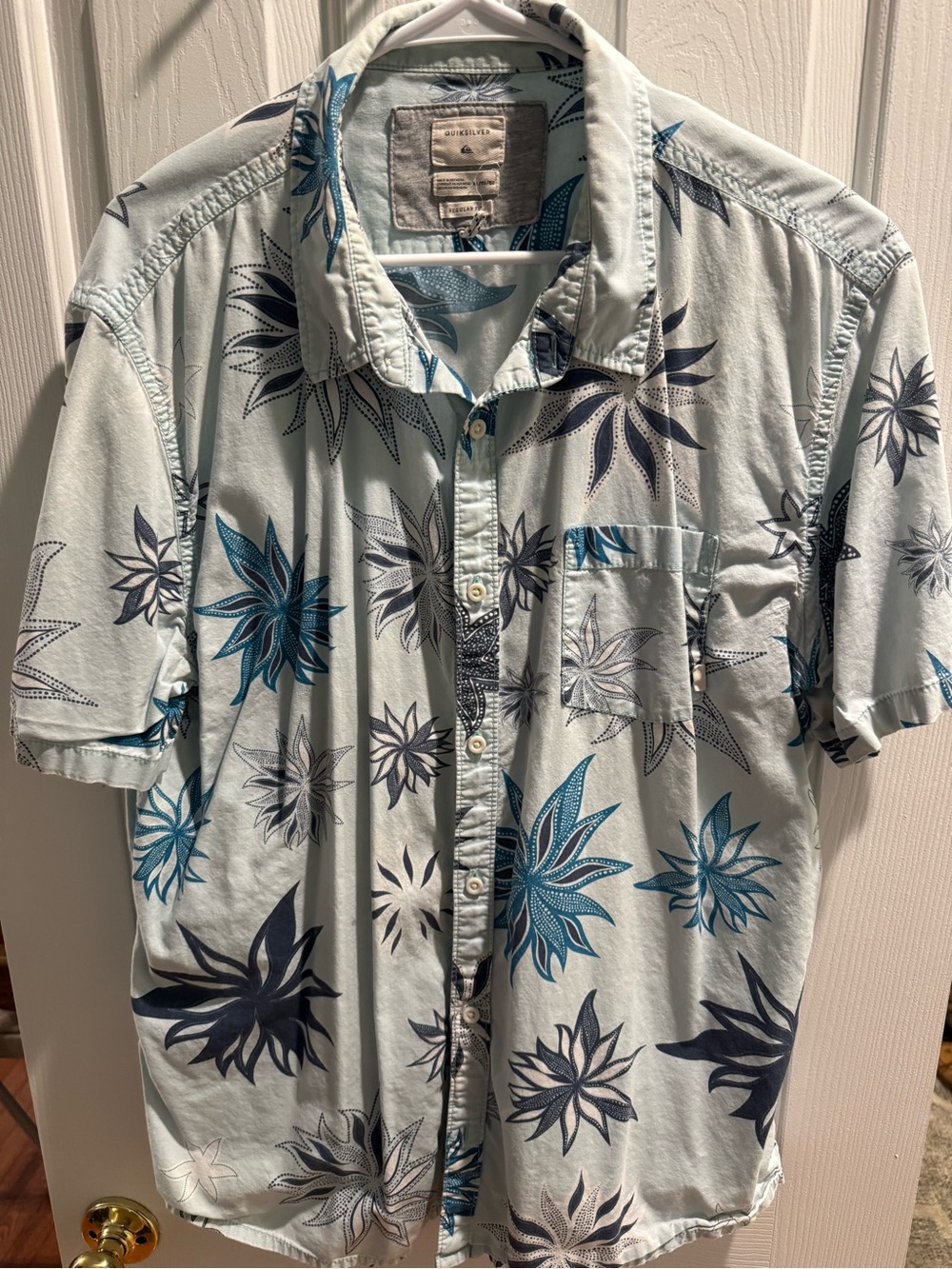 Quiksilver Light Blue Floral Button-Down Shirt